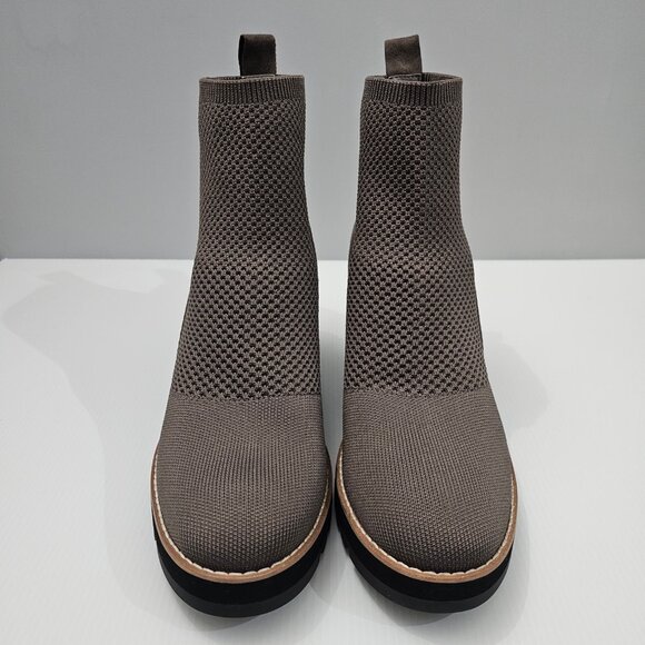 Eileen Fisher Quill Ankle Boot Womens 11 Rye Brown Knit Platform Wedge NEW - Picture 4 of 13